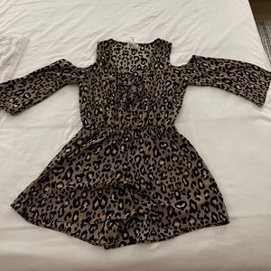 Christian Caliendo cold shoulder leopard romper